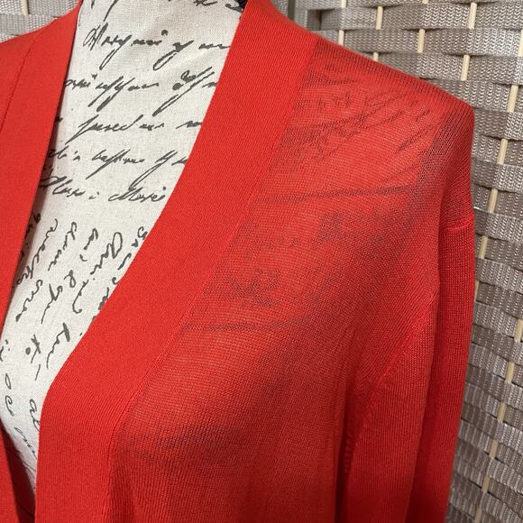 Ann Taylor Lightweight Open Cardigan Size XL Red Long Sleeve Pockets NEW w/Tag - Picture 4 of 8